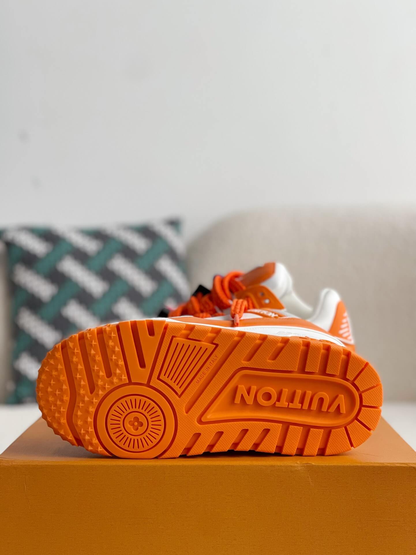 Louis Vuitton LV Maxi Trainer – Orange & White Calf Leather with