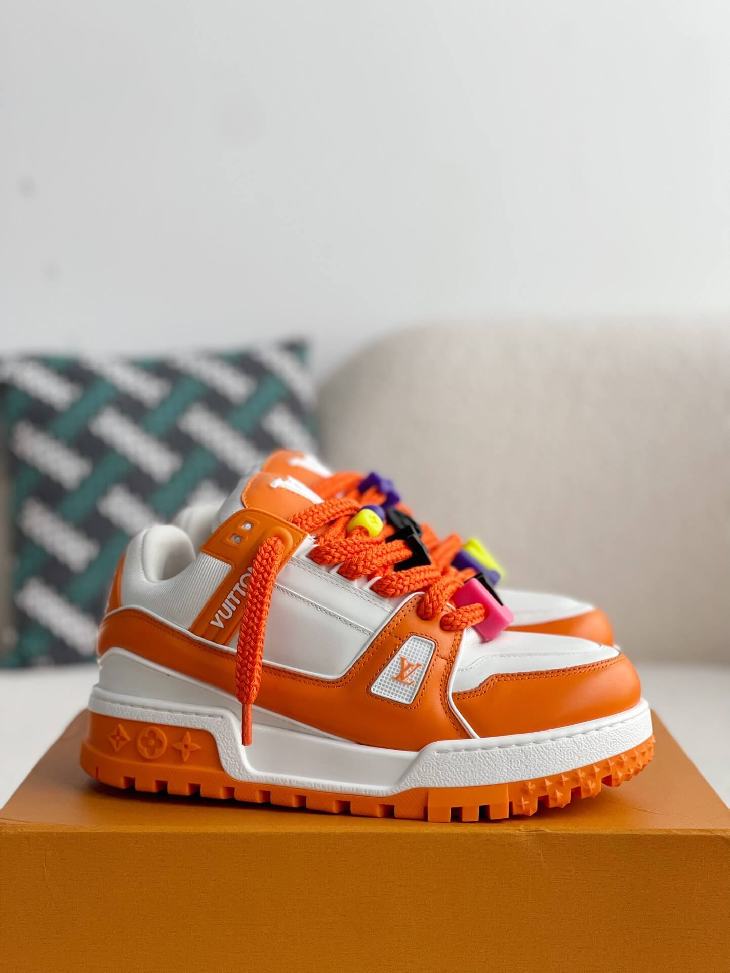 Louis Vuitton LV Maxi Trainer – Orange & White Calf Leather with