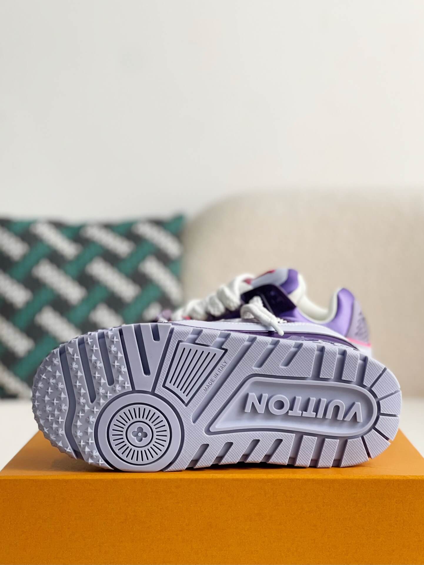 Louis Vuitton LV Maxi Trainer – Purple & Lilac Patent Leather with Neon Pink Accents