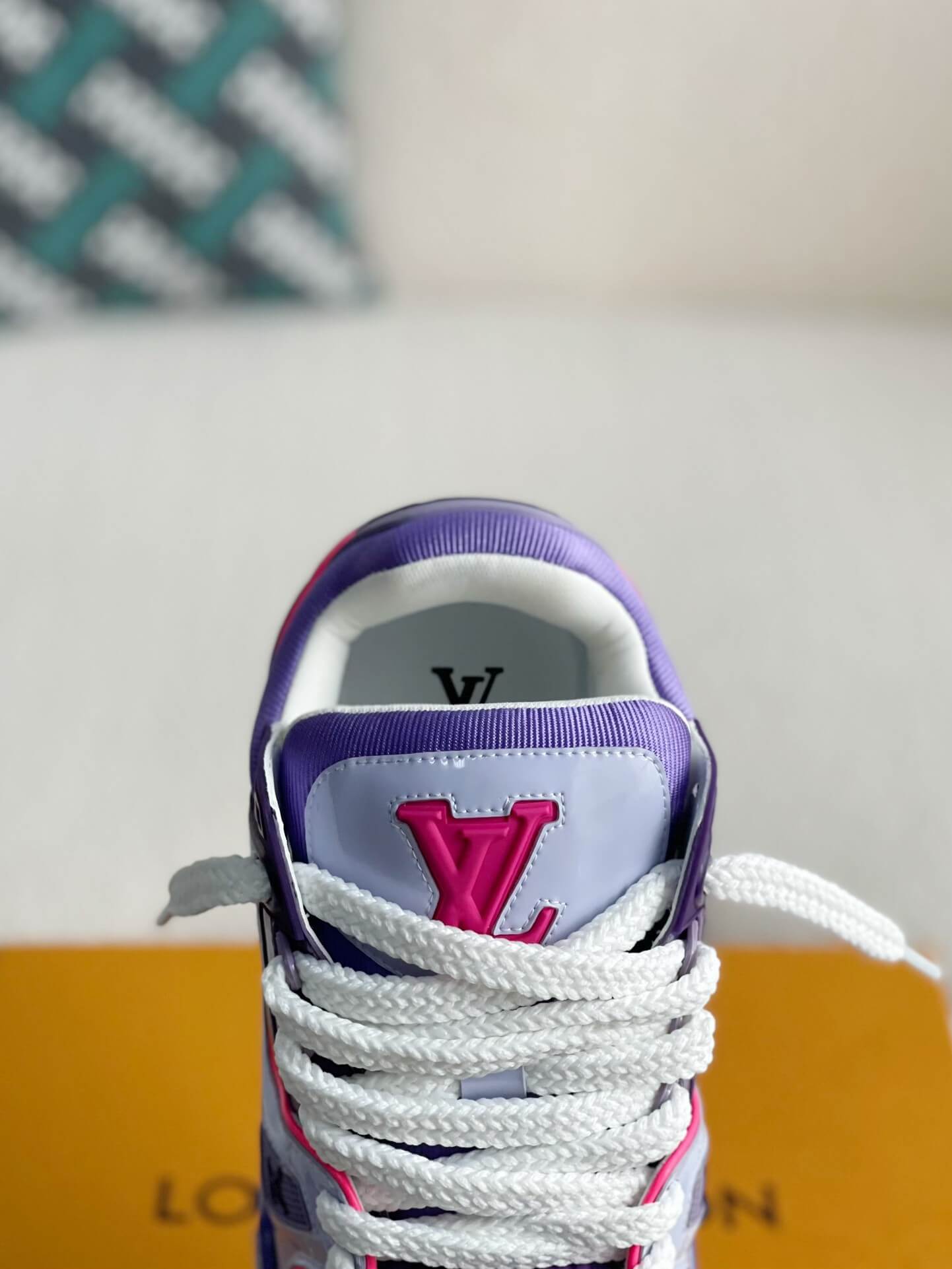 Louis Vuitton LV Maxi Trainer – Purple & Lilac Patent Leather with Neon Pink Accents