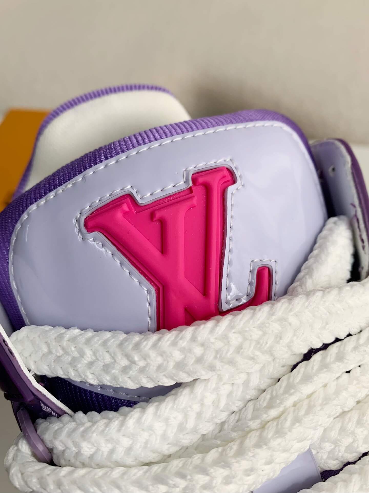 Louis Vuitton LV Maxi Trainer – Purple & Lilac Patent Leather with Neon Pink Accents