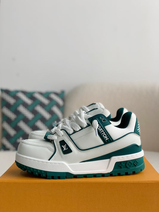 Louis Vuitton LV Maxi Trainer – White & Green Calf Leather