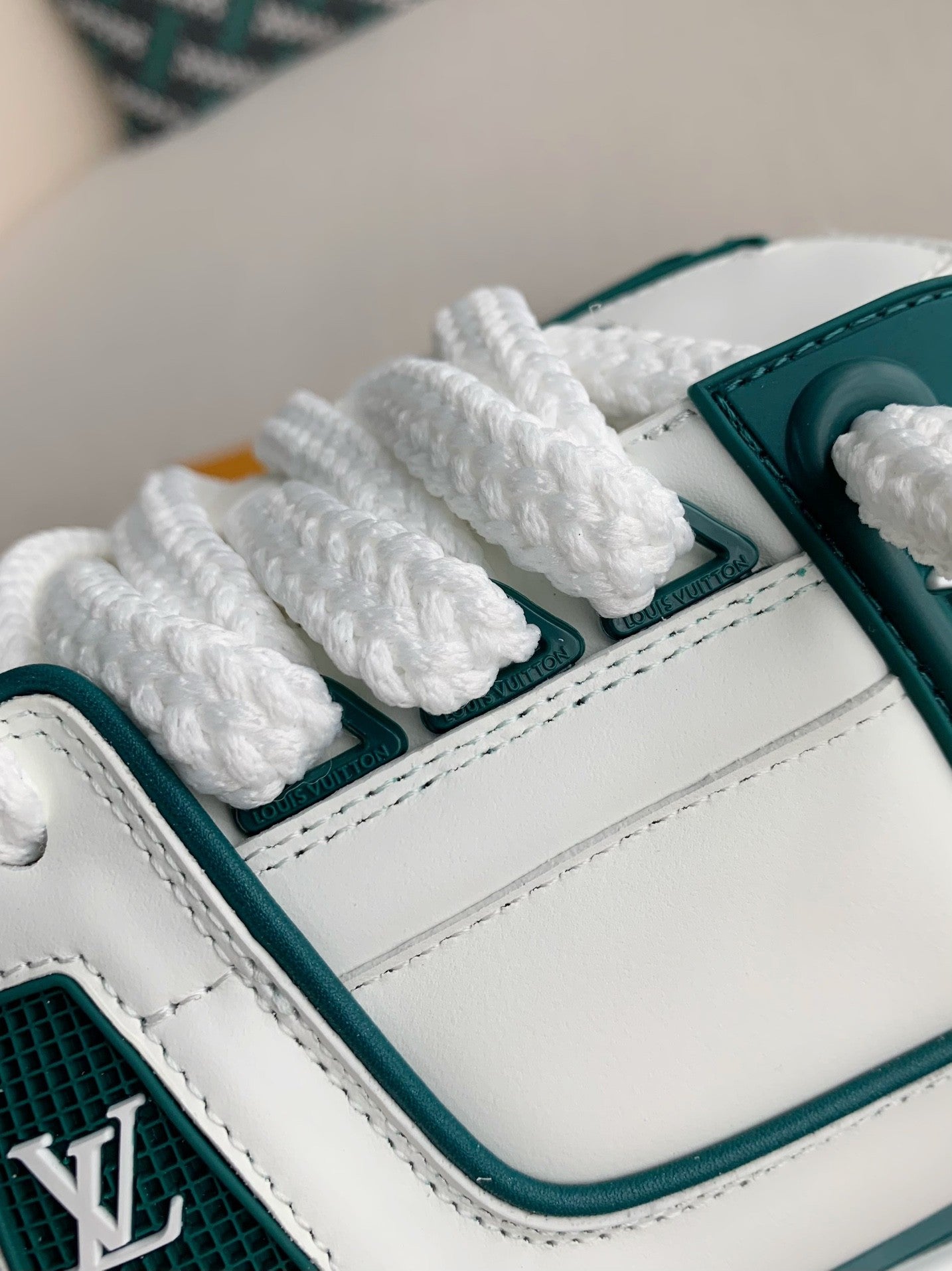 Louis Vuitton LV Maxi Trainer – White & Green Calf Leather