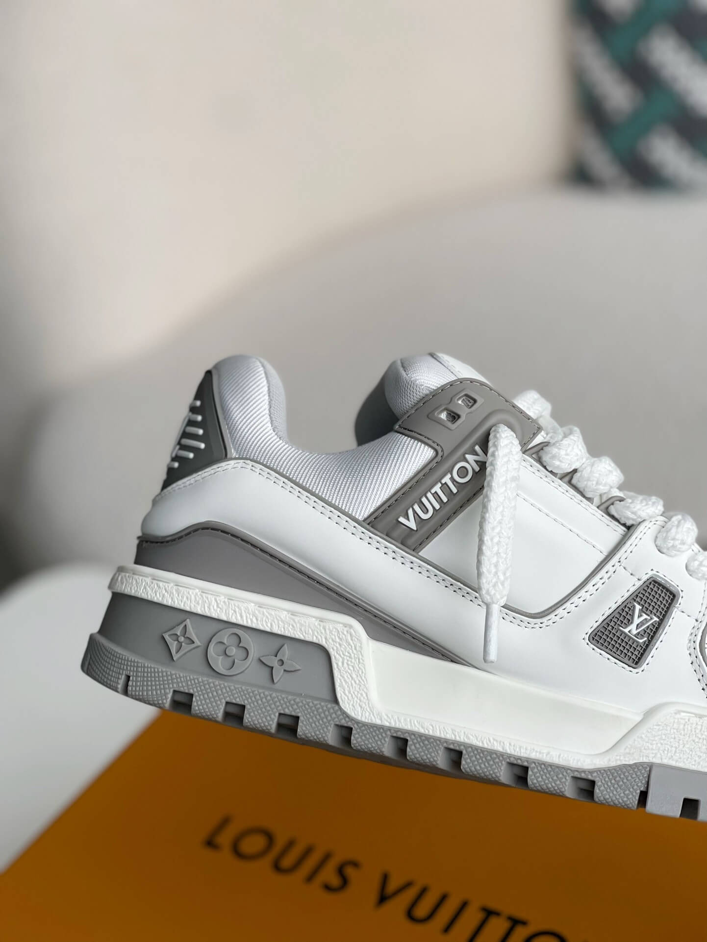 Louis Vuitton LV Maxi Trainer – White & Grey Calf Leather