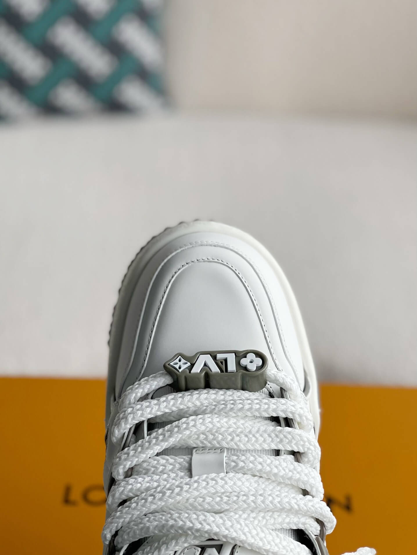 Louis Vuitton LV Maxi Trainer – White & Grey Calf Leather