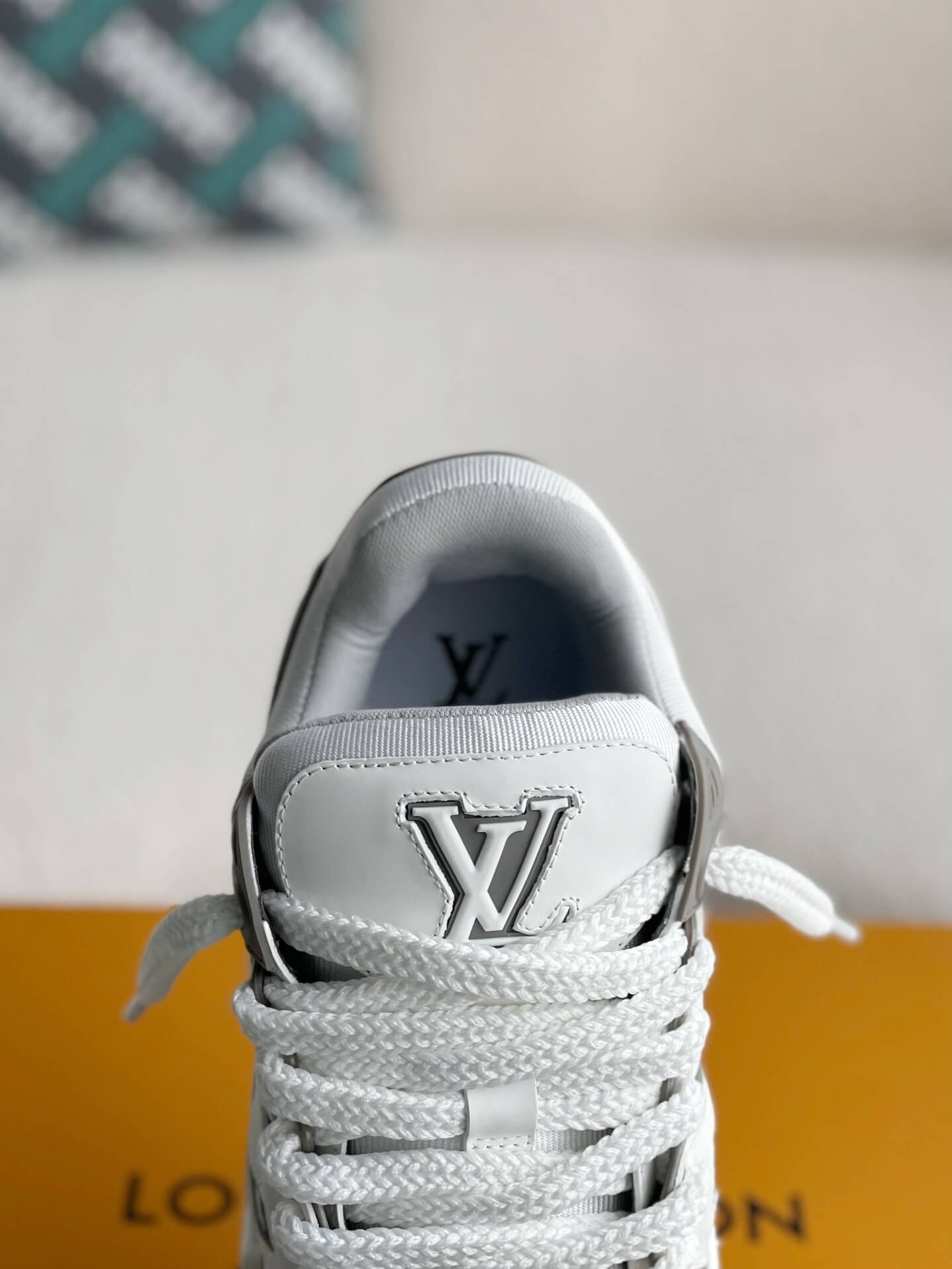 Louis Vuitton LV Maxi Trainer – White & Grey Calf Leather – Hollo Shoe