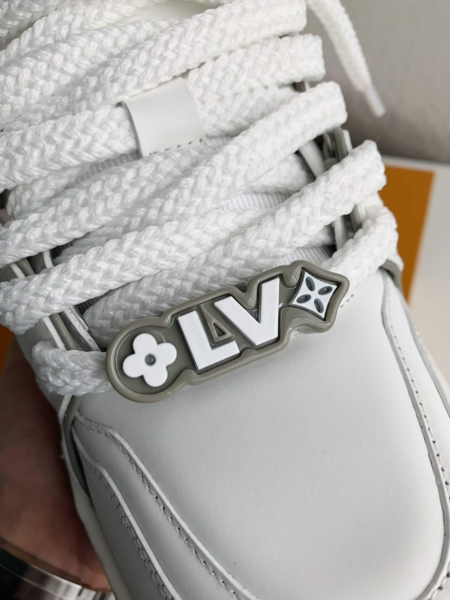 Louis Vuitton LV Maxi Trainer – White & Grey Calf Leather – Hollo Shoe