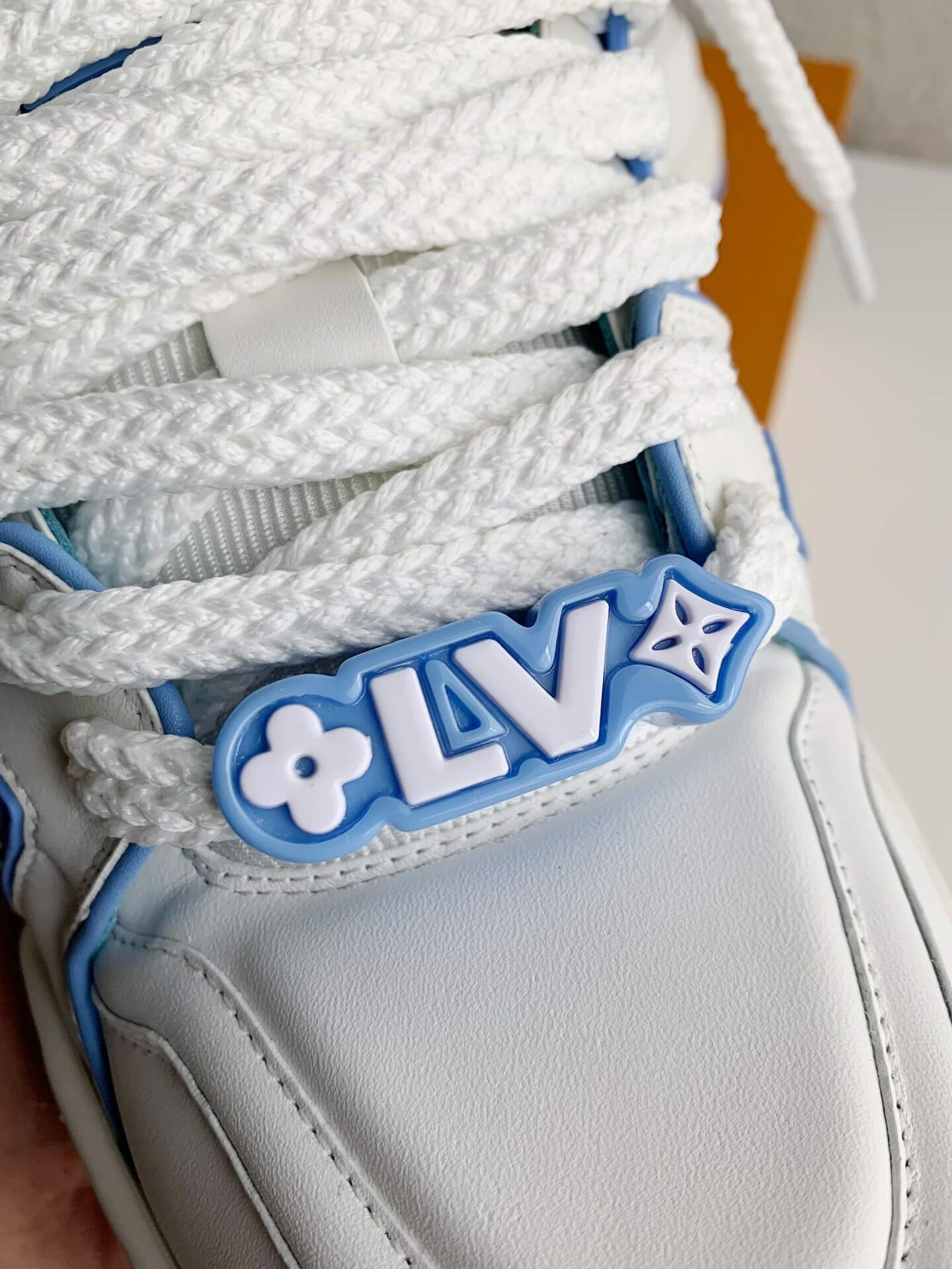 Louis Vuitton LV Maxi Trainer – White & Light Blue Calf Leather