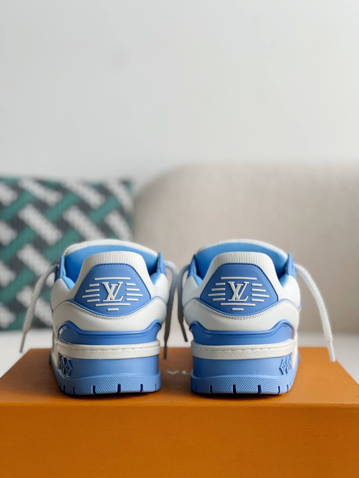 Louis Vuitton LV Maxi Trainer – White & Light Blue Calf Leather
