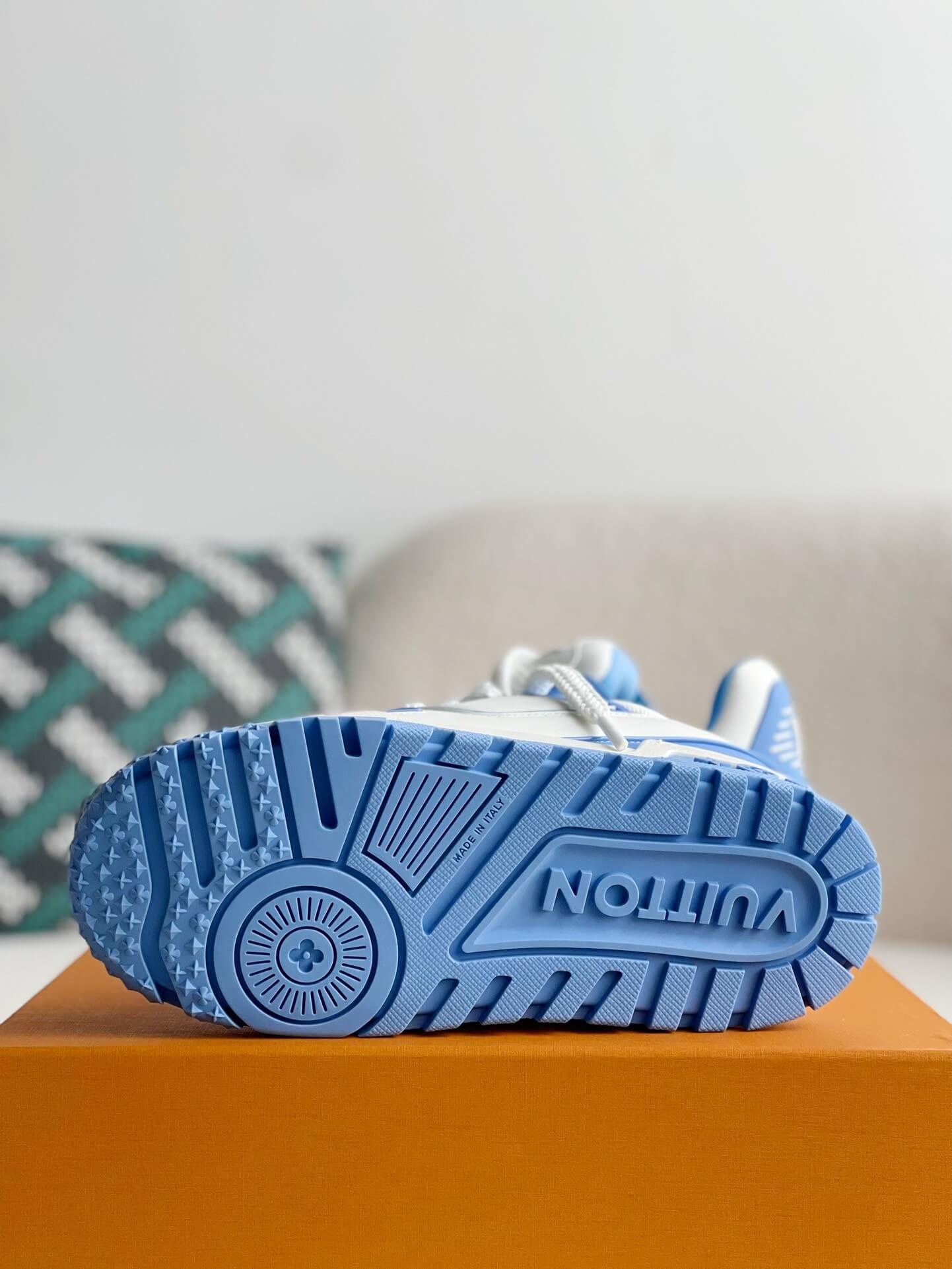 Louis Vuitton LV Maxi Trainer – White & Light Blue Calf Leather