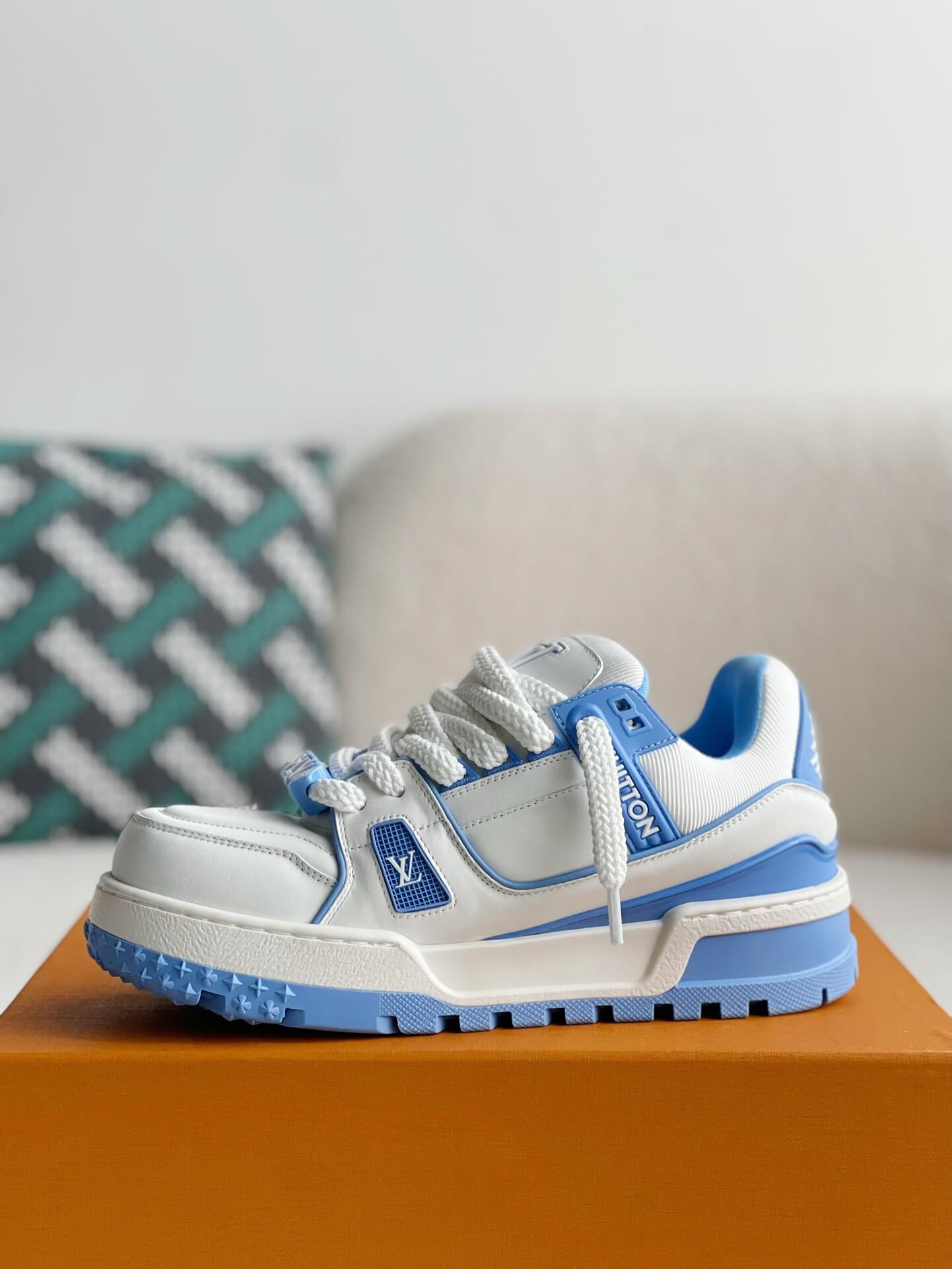Louis Vuitton LV Maxi Trainer – White & Light Blue Calf Leather