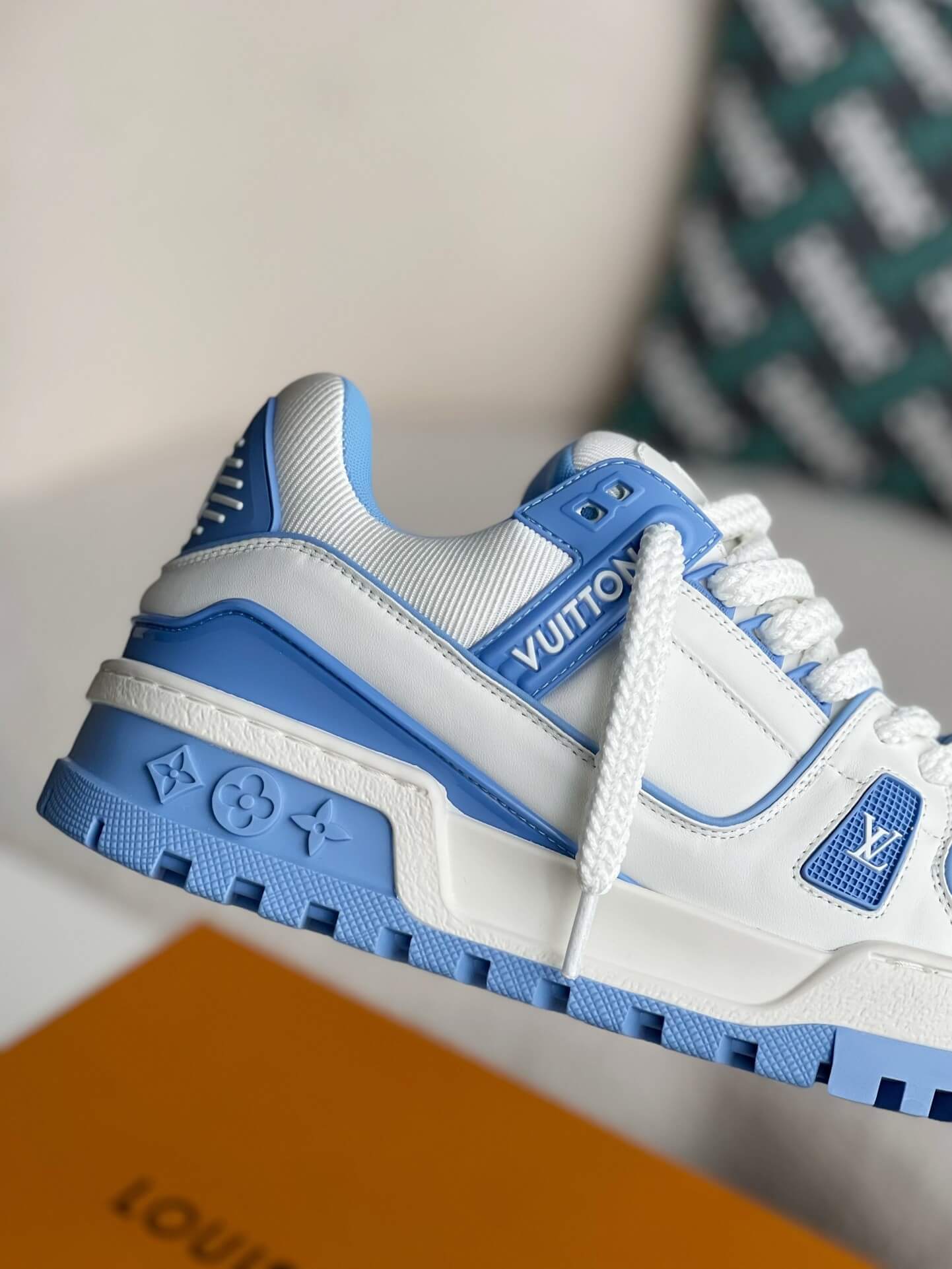 Louis Vuitton LV Maxi Trainer – White & Light Blue Calf Leather