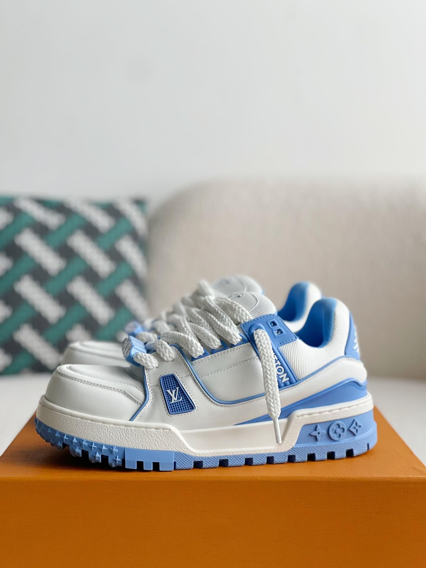 Louis Vuitton LV Maxi Trainer – White & Light Blue Calf Leather