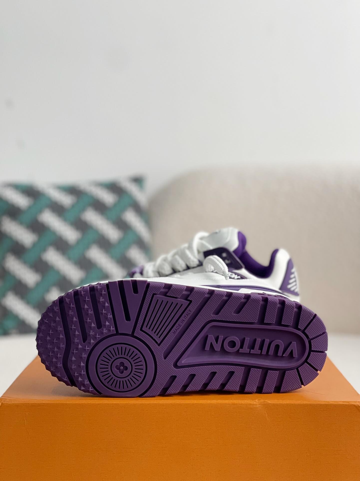 Louis Vuitton LV Maxi Trainer – White & Purple Calf Leather