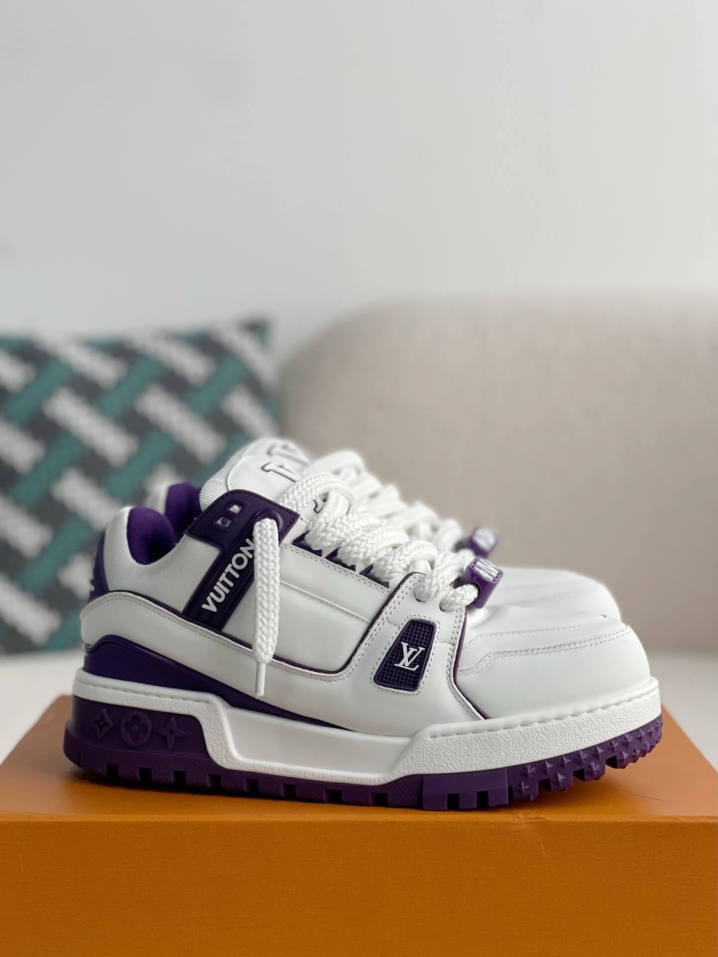 Louis Vuitton LV Maxi Trainer – White & Purple Calf Leather