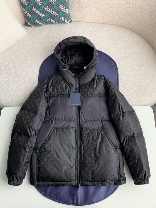 Louis Vuitton – Pufferjacke in Schwarz mit LV-Monogramm