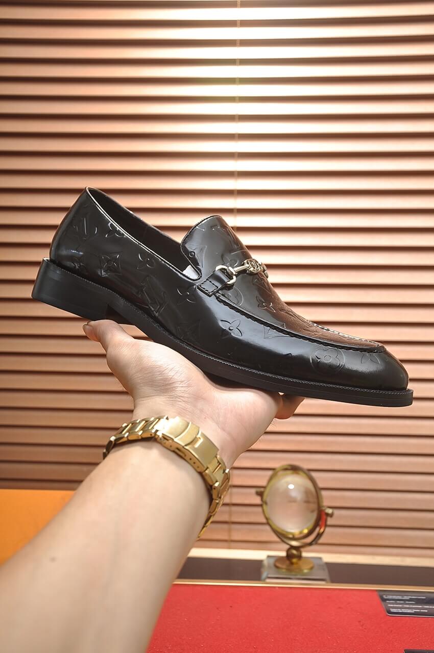 Louis Vuitton LV Monogram Leather Custom Black Horse-Bit Loafer