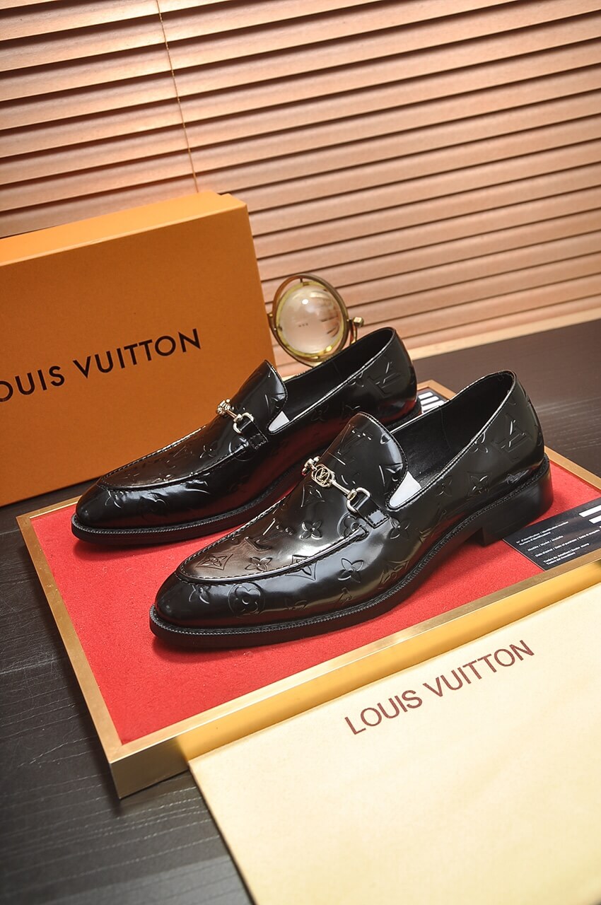 Louis Vuitton LV Monogram Leather Custom Black Horse-Bit Loafer