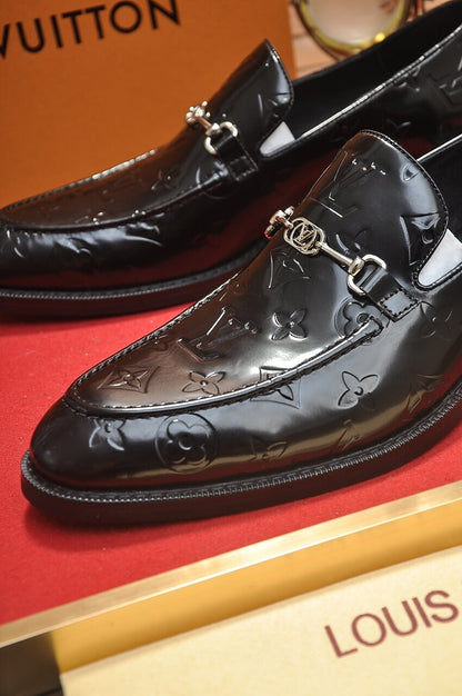 Louis Vuitton LV Monogram Leather Custom Black Horse-Bit Loafer