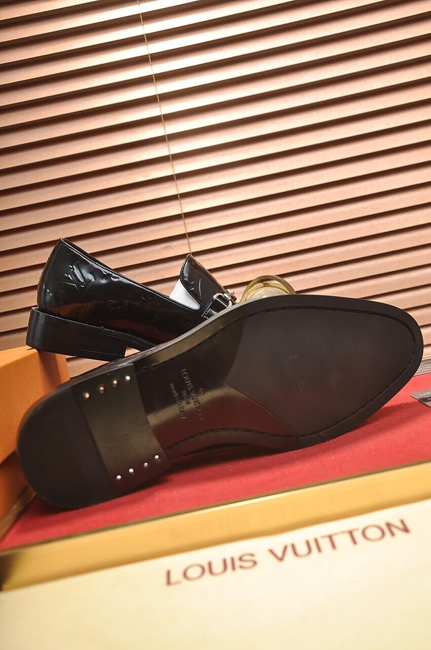 Louis Vuitton LV Monogram Leather Custom Black Horse-Bit Loafer