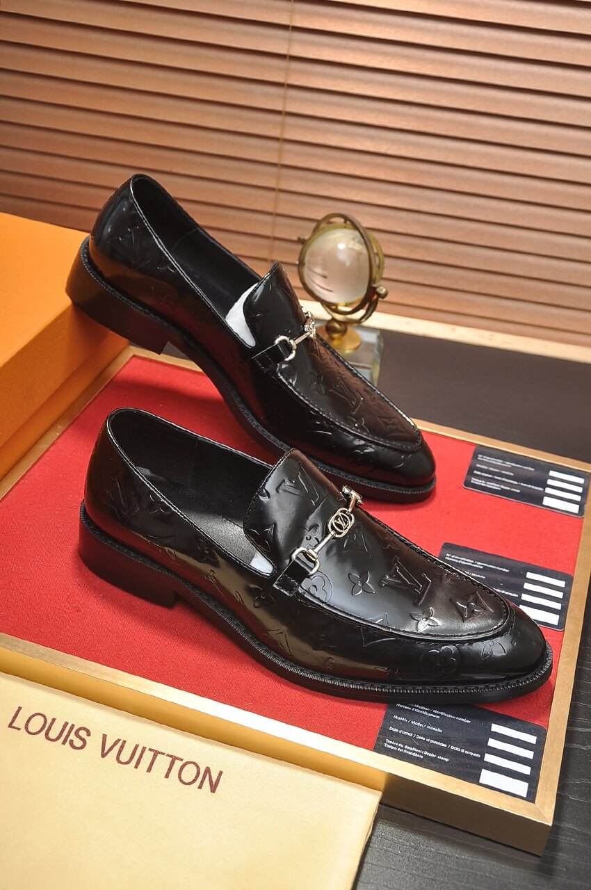 Louis Vuitton LV Monogram Leather Custom Black Horse-Bit Loafer