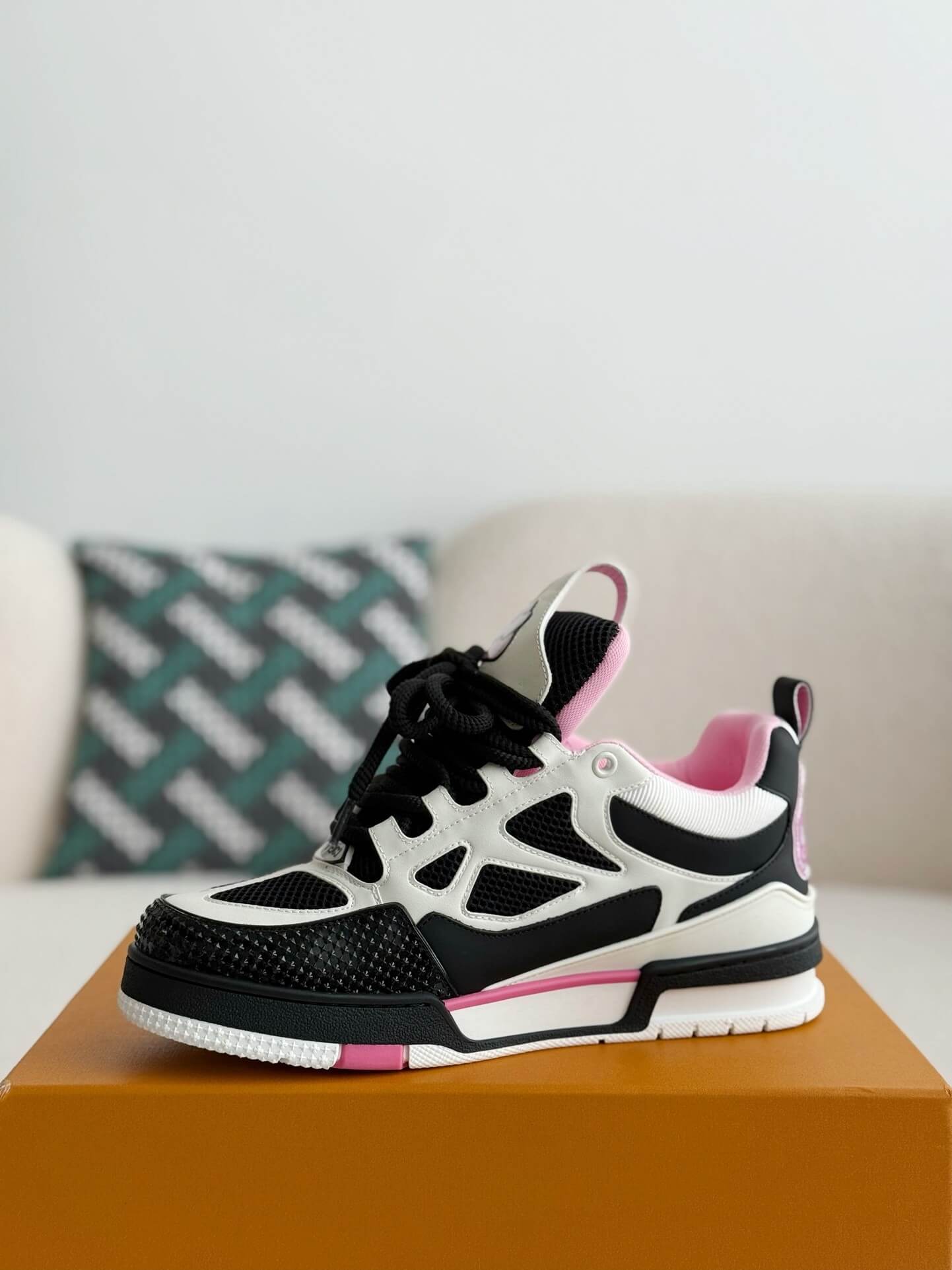Louis Vuitton LV Skate Sneaker Black White Pink – HolloShoe