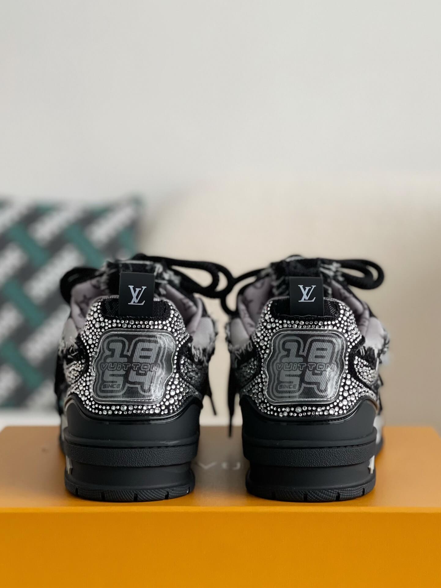 Louis Vuitton LV Skate Sneaker – Black Mesh with Strass Embellishments
