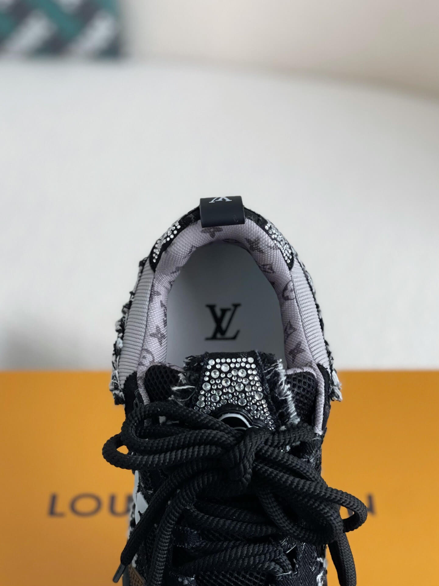 Louis Vuitton LV Skate Sneaker – Black Mesh with Strass Embellishments