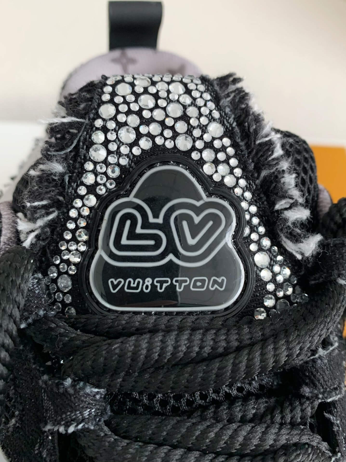 Louis Vuitton LV Skate Sneaker – Black Mesh with Strass Embellishments