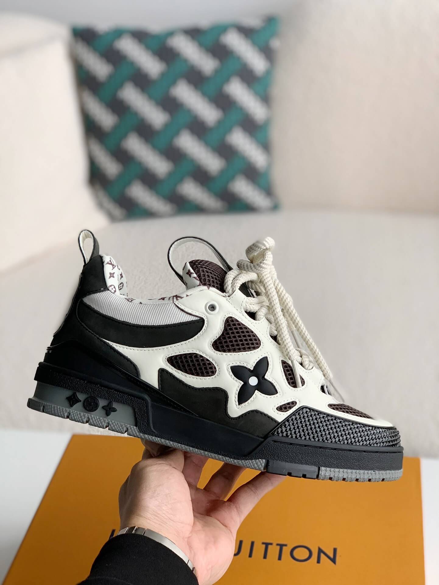 Louis Vuitton LV Skate Sneaker – Black & White Monogram Technical Mesh