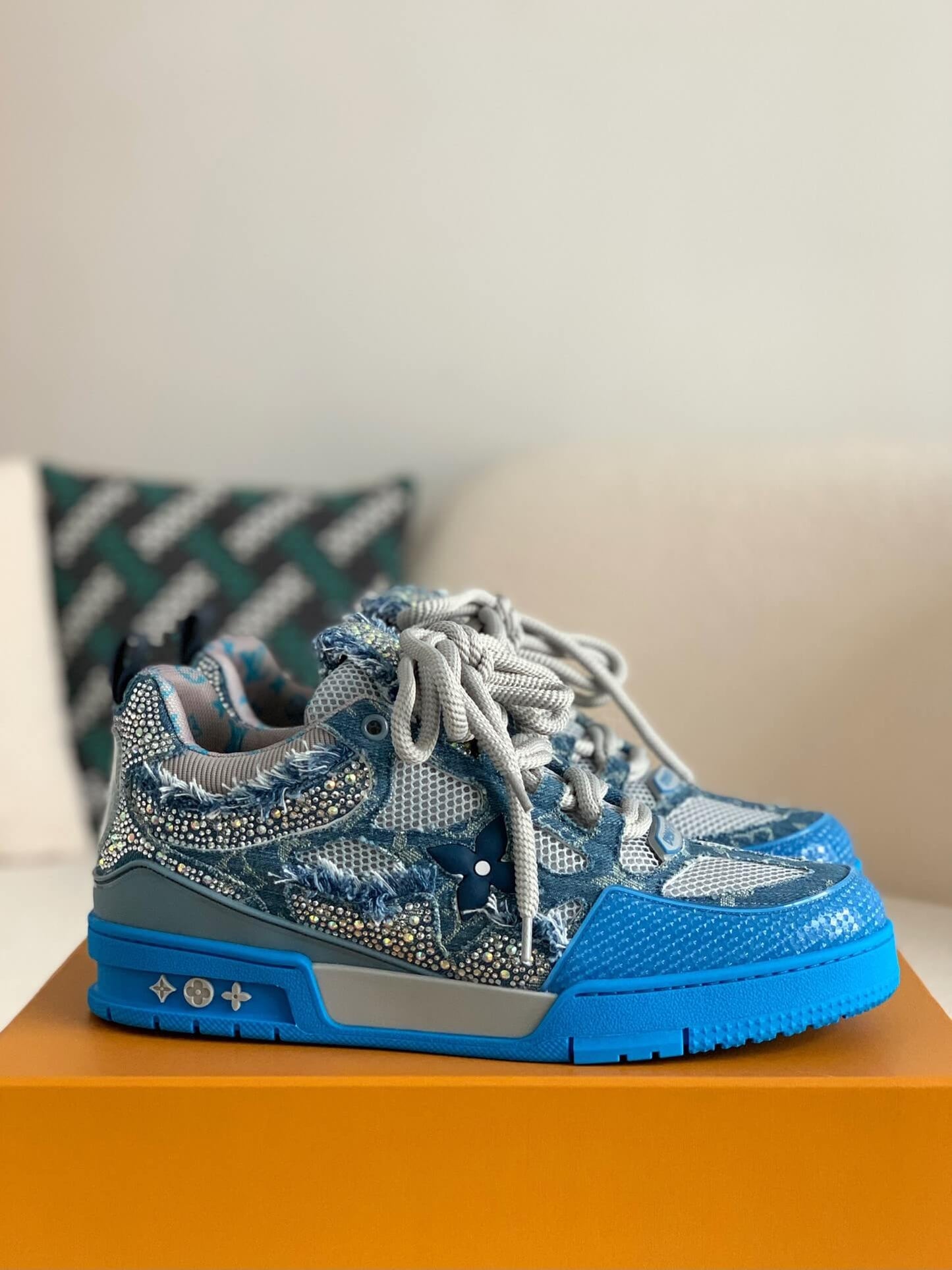 Louis Vuitton LV Skate Sneaker – Blue Monogram Denim with Strass Embellishments