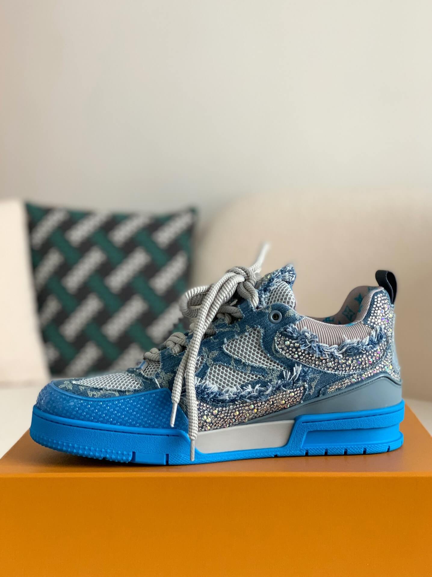 Louis Vuitton LV Skate Sneaker – Blue Monogram Denim with Strass