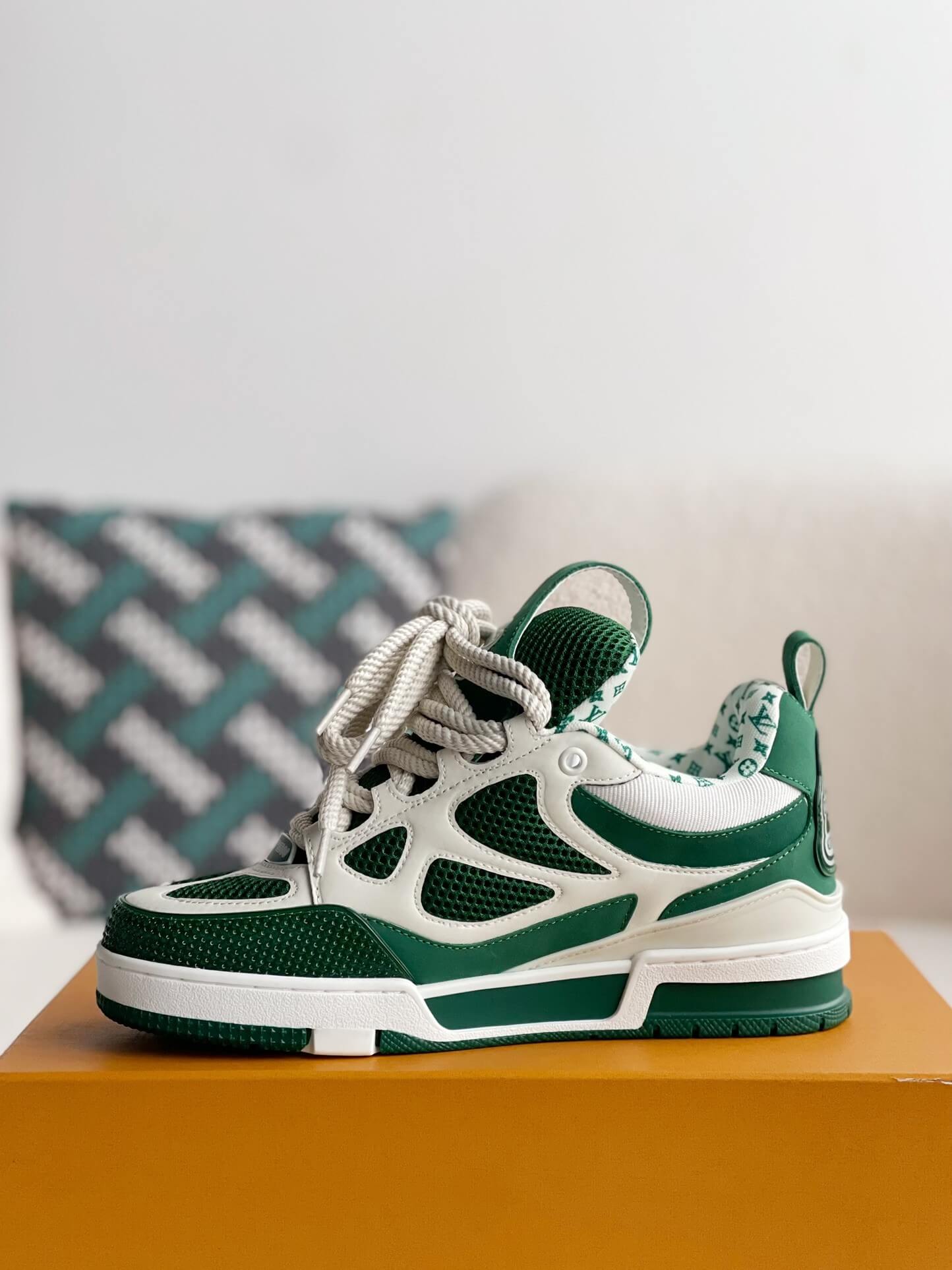 Louis Vuitton LV Skate Sneaker – Green & White Monogram Technical Mesh