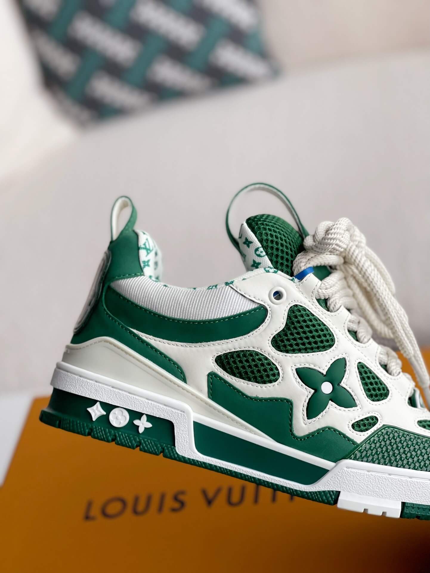 Louis Vuitton LV Skate Sneaker – Green & White Monogram Technical Mesh