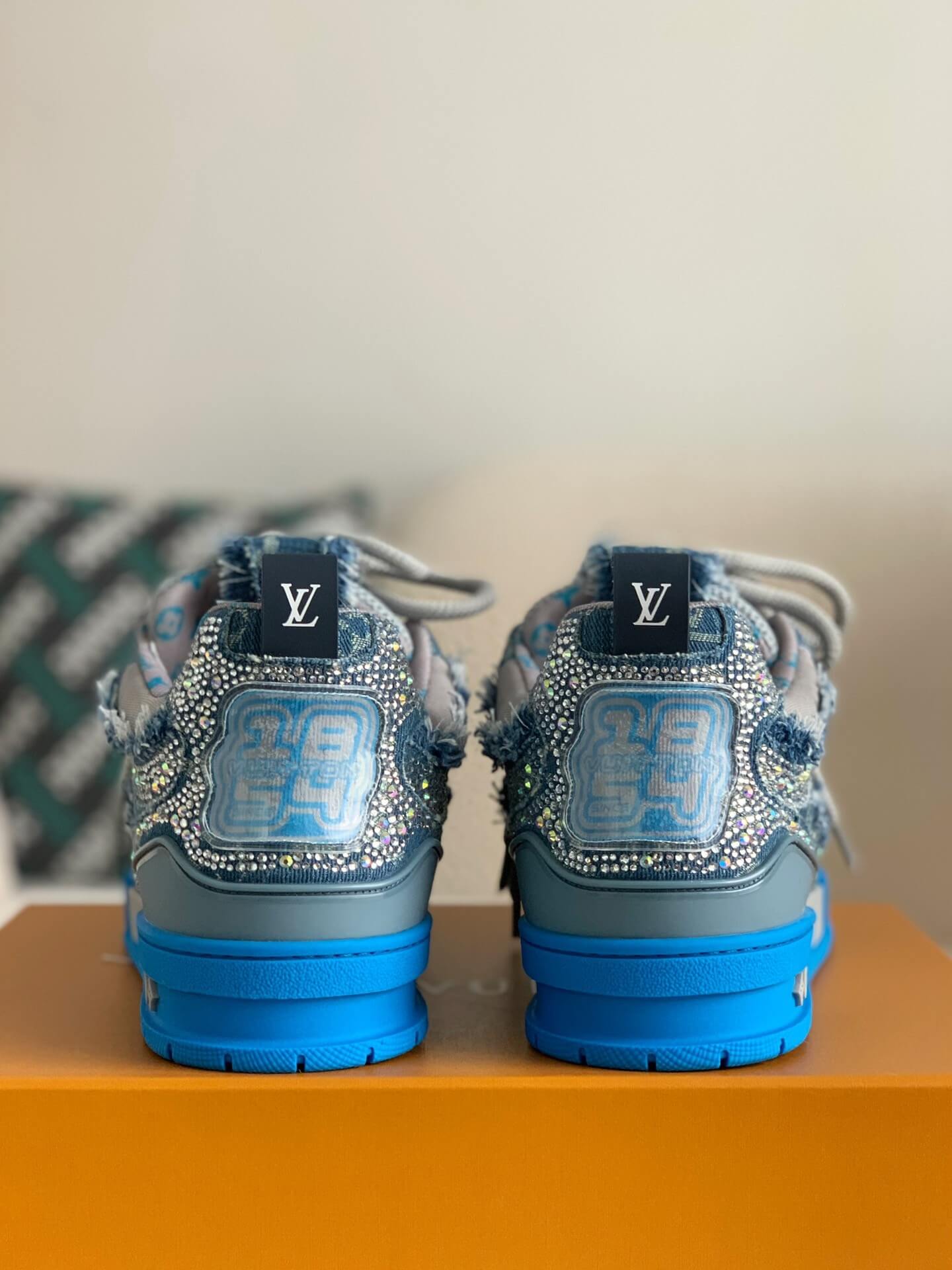 Louis Vuitton LV Skate Trainer Swarovski Crystals Blue Sneakers