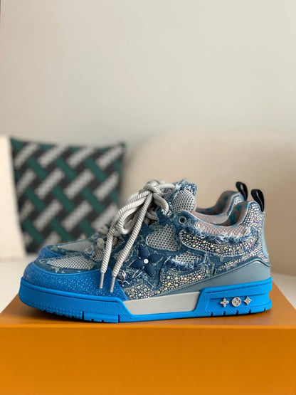 Louis Vuitton LV Skate Trainer Swarovski Crystals Blue Sneakers