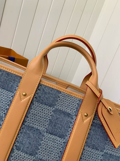 Louis Vuitton LV Tote Damier Denim New Blue Weekend Tote