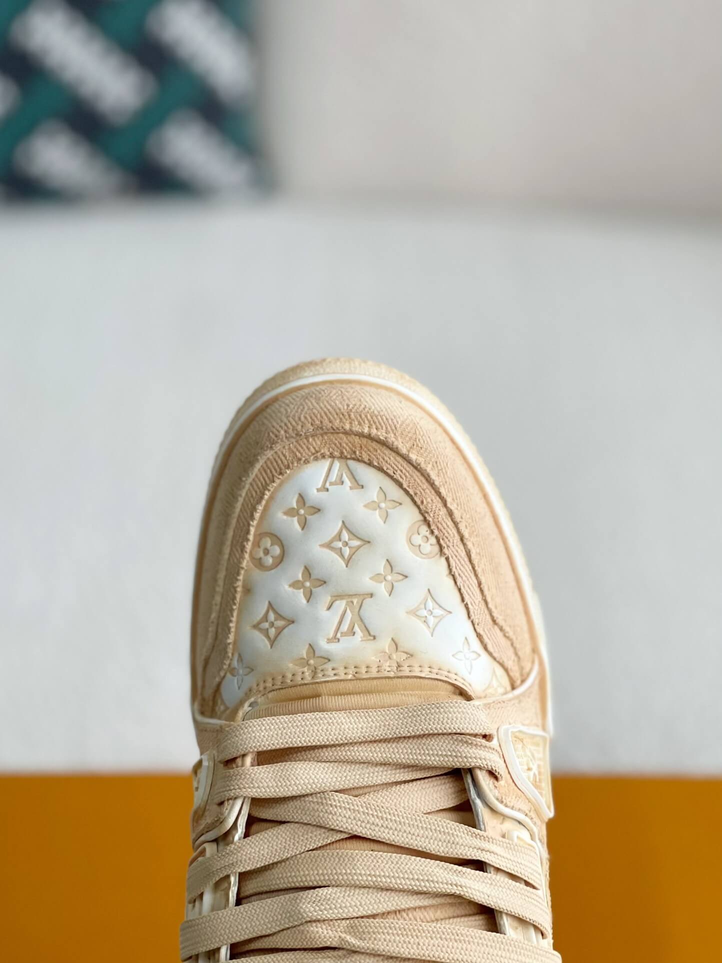 Louis Vuitton LV Trainer Beige White Denim Sneaker