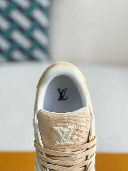 Louis Vuitton LV Trainer Beige White Denim Sneaker