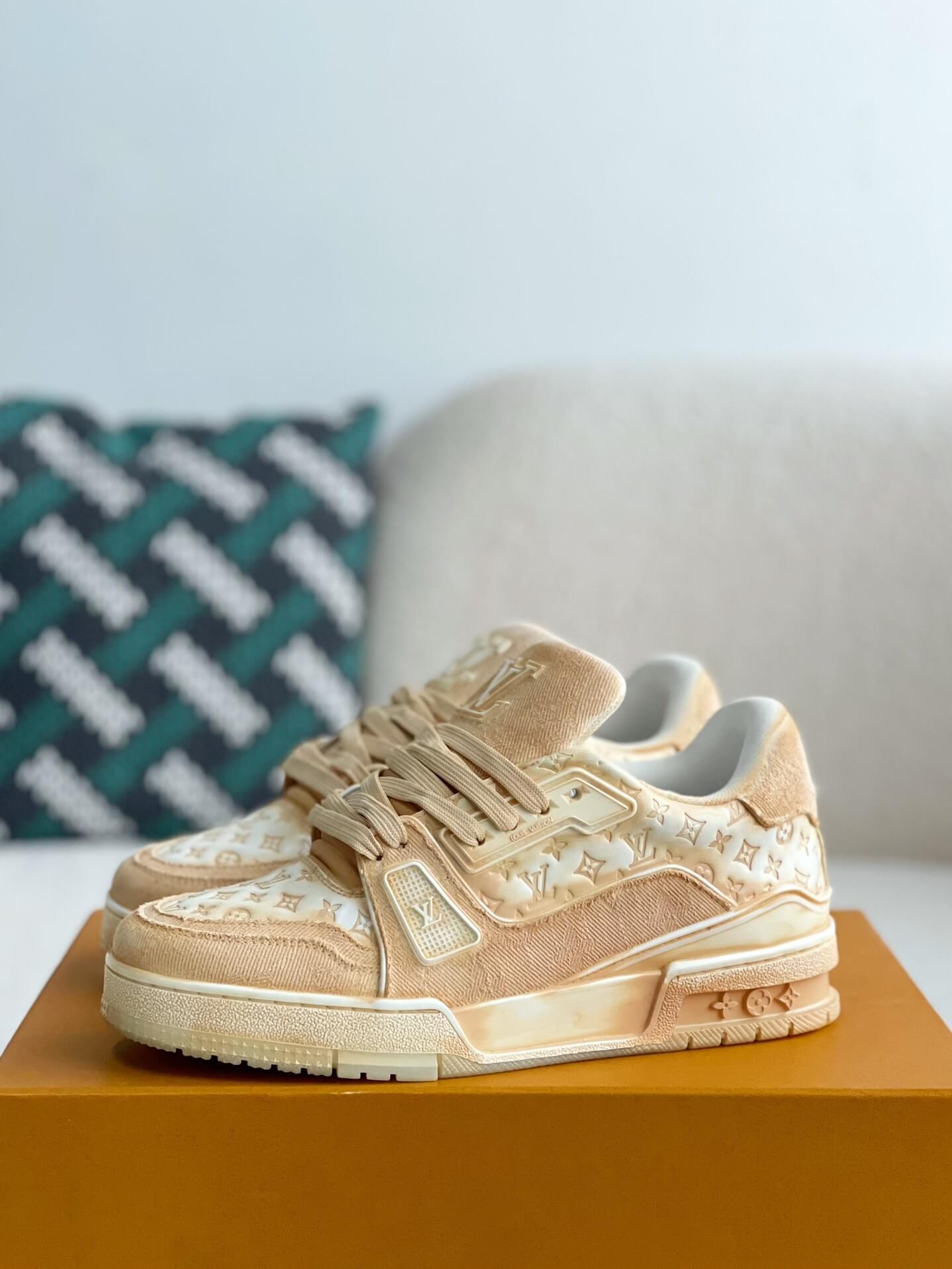 Louis Vuitton LV Trainer Beige White Denim Sneaker