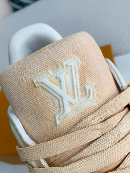 Louis Vuitton LV Trainer Beige White Denim Sneaker