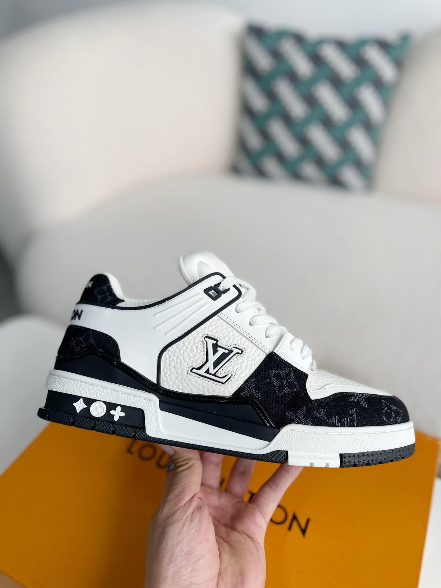 Louis Vuitton LV Trainer Denim Black White Padded Sneaker