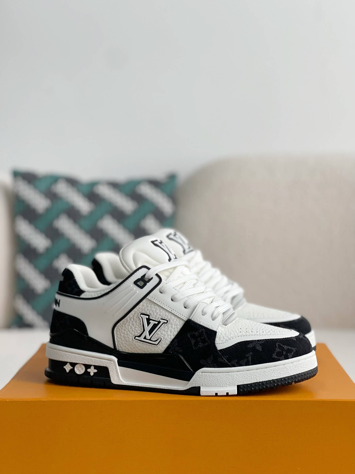 Louis Vuitton LV Trainer Denim Black White Padded Sneaker