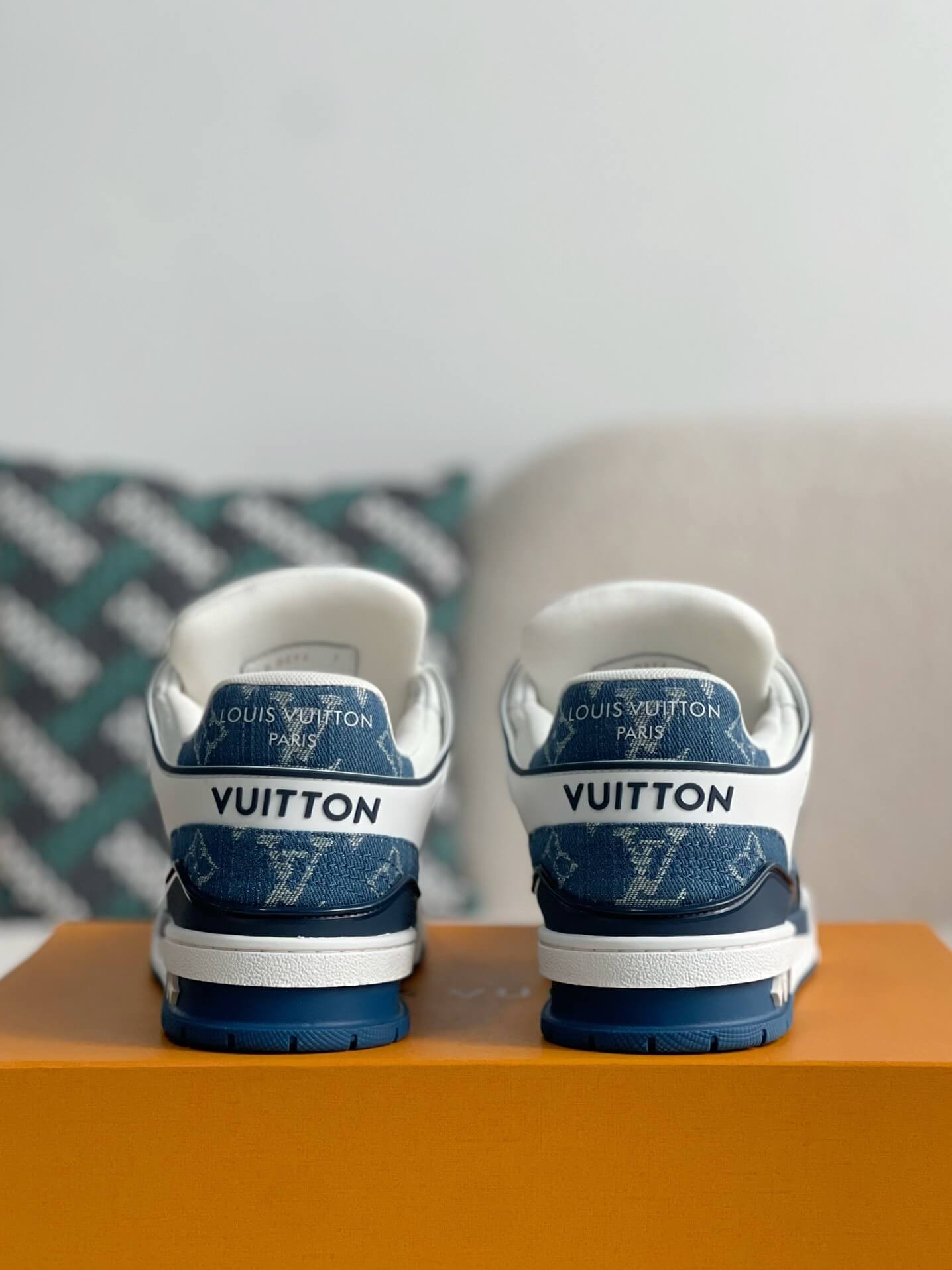 Louis Vuitton LV Trainer Denim Blue White Padded Sneaker