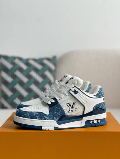 Louis Vuitton LV Trainer Denim Blue White Padded Sneaker