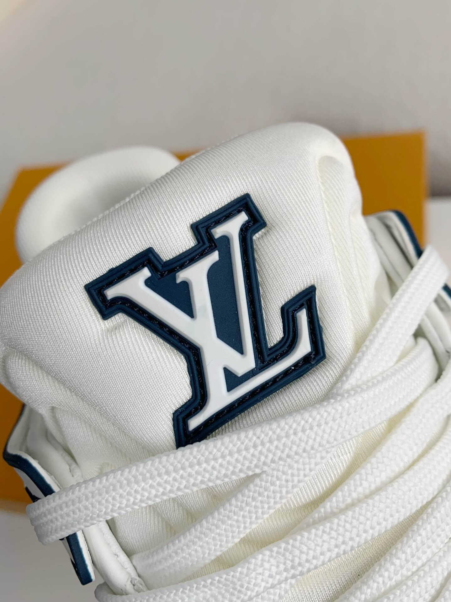 Louis Vuitton LV Denim Trainer Blue White Padded Sneaker – HolloShoe
