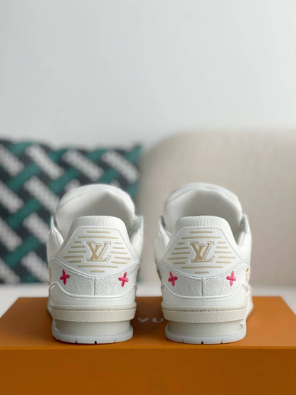 Louis Vuitton LV Trainer Floral Motif White Denim Sneaker