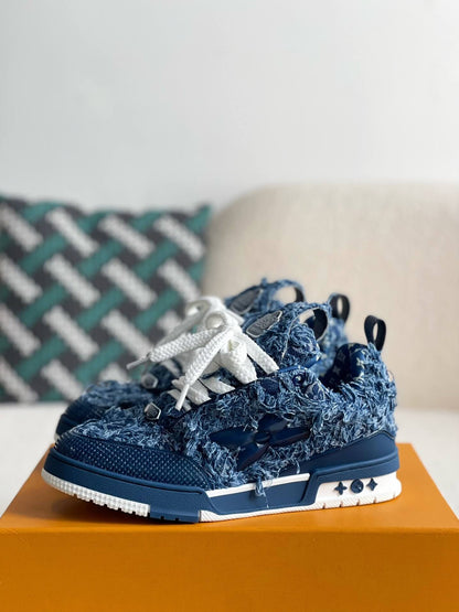 Louis Vuitton  LV Trainer Blue Monogram Flower Skate Sneaker