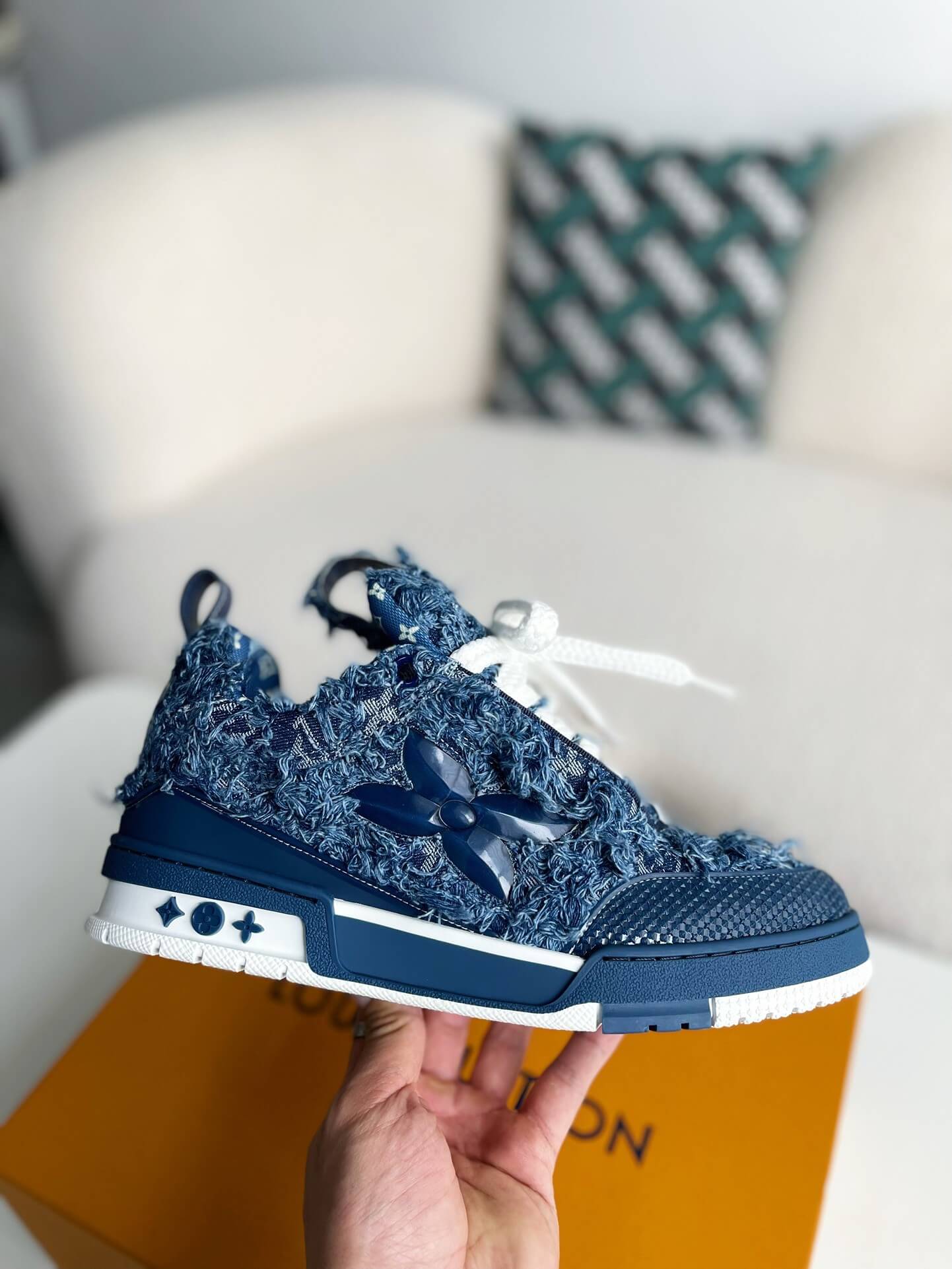 Louis Vuitton  LV Trainer Blue Monogram Flower Skate Sneaker