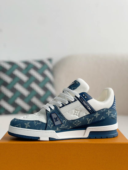 Louis Vuitton LV Trainer Monogram White Blue Denim Sneaker